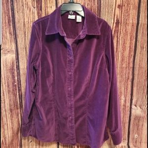 L.L. BEAN purple velour shirt size Medium